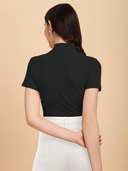 Women's Casual Solid Black Top - Image 2