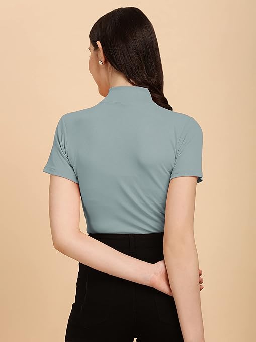 Women's Casual Solid Grey Top - Image 2