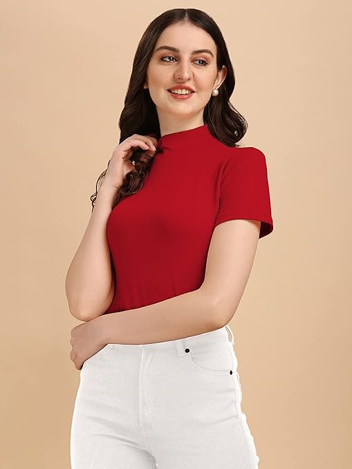 Women's Casual Solid Maroon Top - Image 3