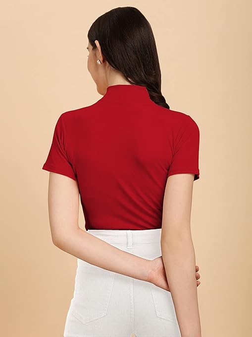 Women's Casual Solid Maroon Top - Image 2