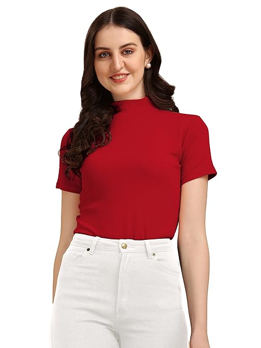 Women's Casual Solid Maroon Top