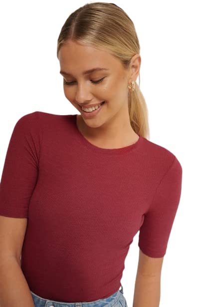 Women Round Neck Solid Maroon Top