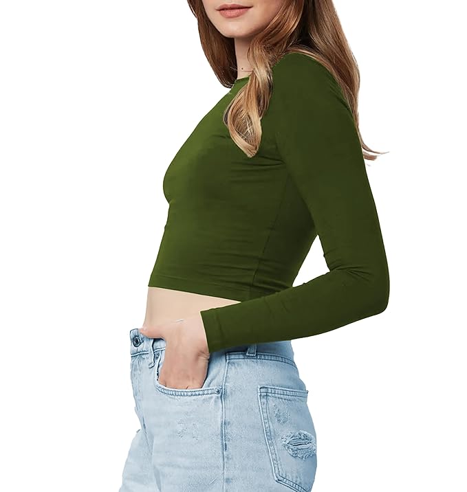 Women Cotton Boat Neck Green Top - Image 3