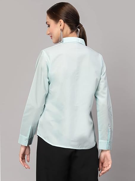 Women Cotton Regular Formal Blue Shirt - Image 2