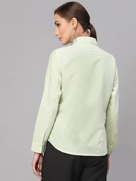 Women Cotton Regular Formal Green Shirt - Image 2