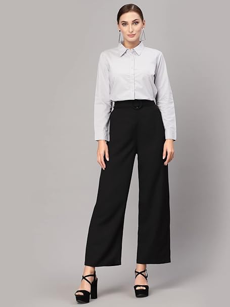 Women Cotton Regular Formal Grey Shirt - Image 3