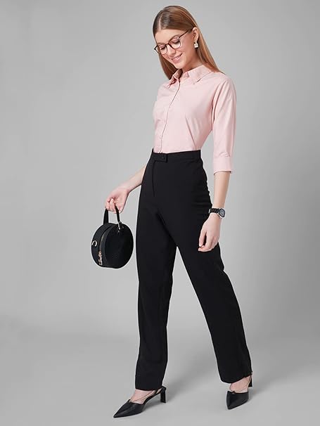 Women Cotton Regular Formal Pink Shirt - Image 3