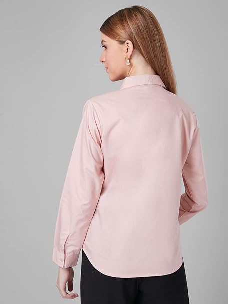 Women Cotton Regular Formal Pink Shirt - Image 2