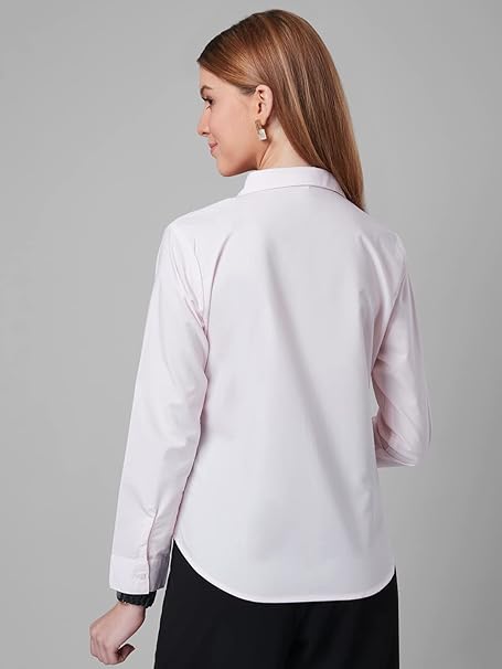 Women Cotton Regular Formal Light Pink Shirt - Image 3