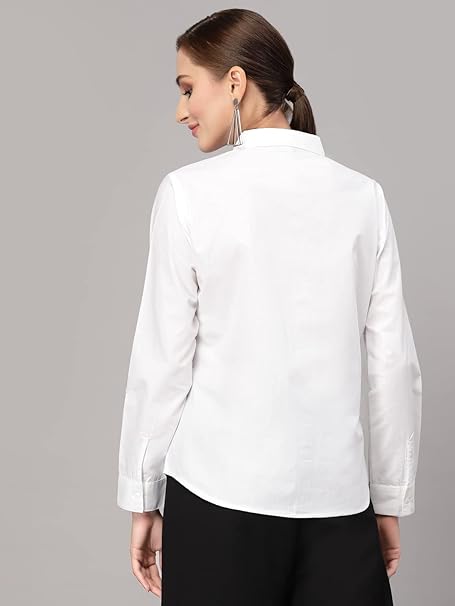 Women Cotton Regular Formal White Shirt - Image 2