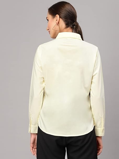Women Cotton Regular Formal Light Yellow Shirt - Image 2