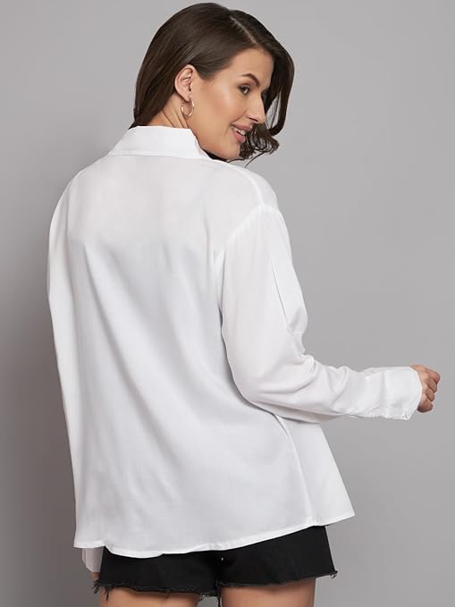 Women Solid Casual White Shirt - Image 2