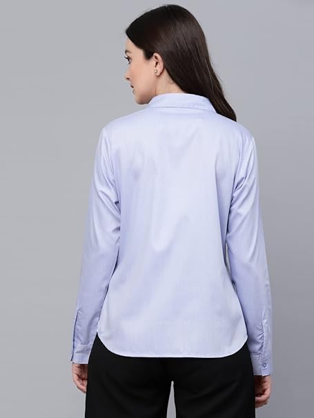 Women Solid Regular Formal Blue Shirt - Image 3