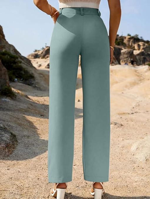 Women Bell Bottom Pastel Blue Trousers - Image 2