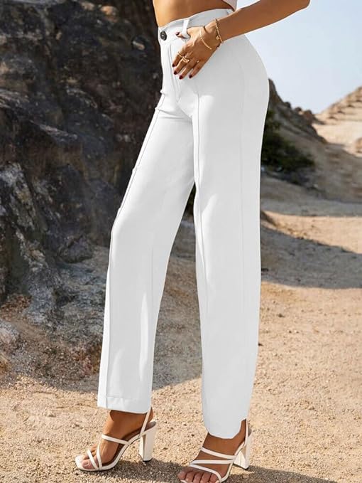 Women Bell Bottom White Trousers - Image 2
