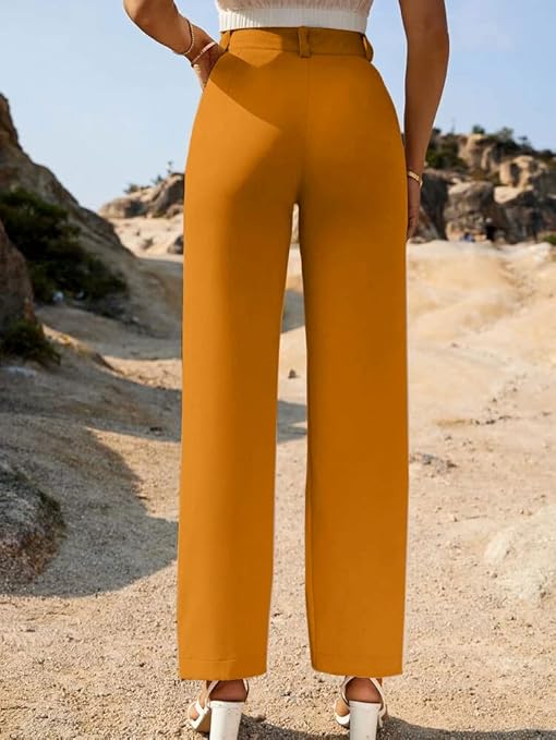 Women Bell Bottom Mustard Yellow Trousers - Image 2