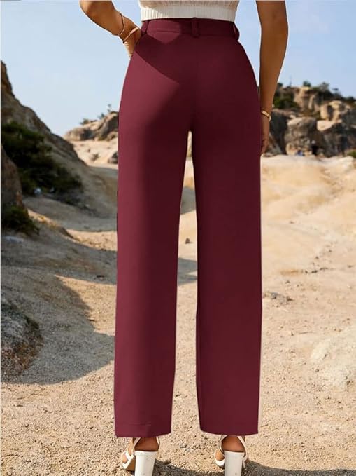 Women Bell Bottom Maroon Trousers - Image 2