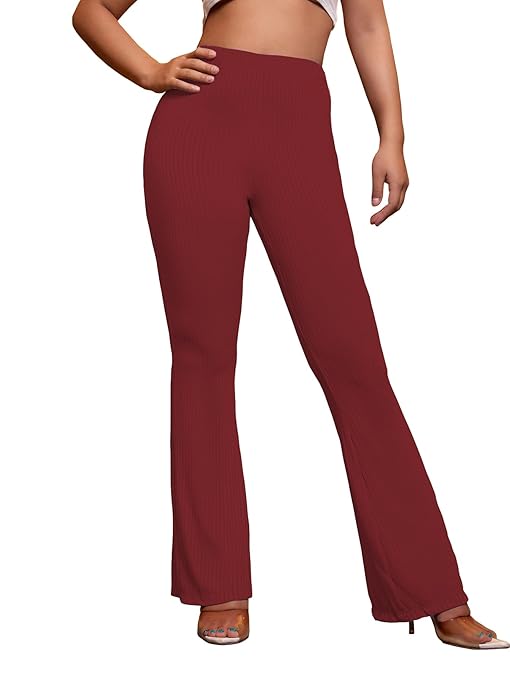 Women Stretchy Yoga Dress Maroon Trouser - Image 3