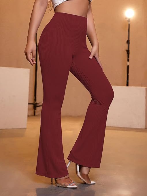 Women Stretchy Yoga Dress Maroon Trouser - Image 2