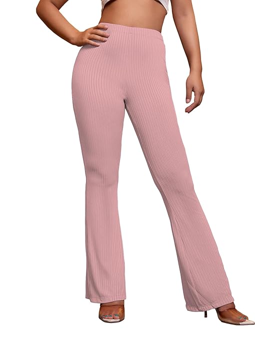 Women Stretchy Yoga Dress Light Pink Trouser - Image 3