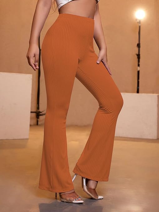 Women Stretchy Yoga Dress Rust Orange Trouser - Image 2