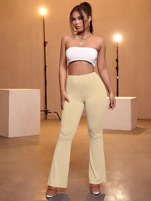 Women Stretchy Yoga Dress Light Brown Trouser - Image 3