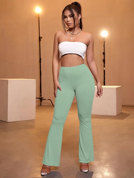Women Stretchy Yoga Dress Teal Green Trouser - Image 3
