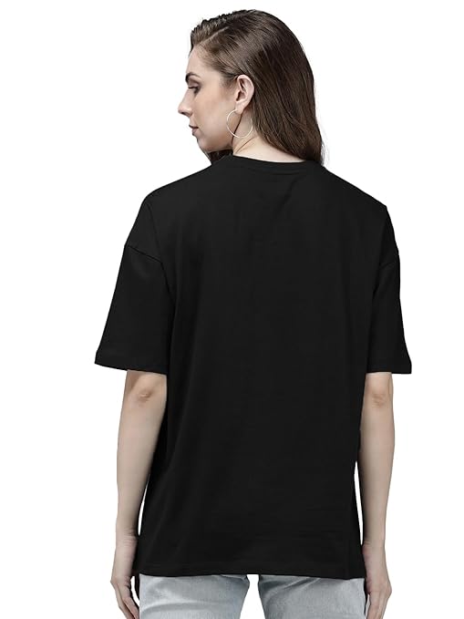 Women Oversized Half Sleeve Black Tshirt - Image 2