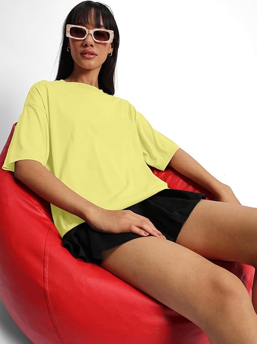 Pure Cotton Women Half Sleeve Limegreen T-Shirt - Image 3