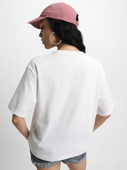 Pure Cotton Women Half Sleeve White T-Shirt - Image 2