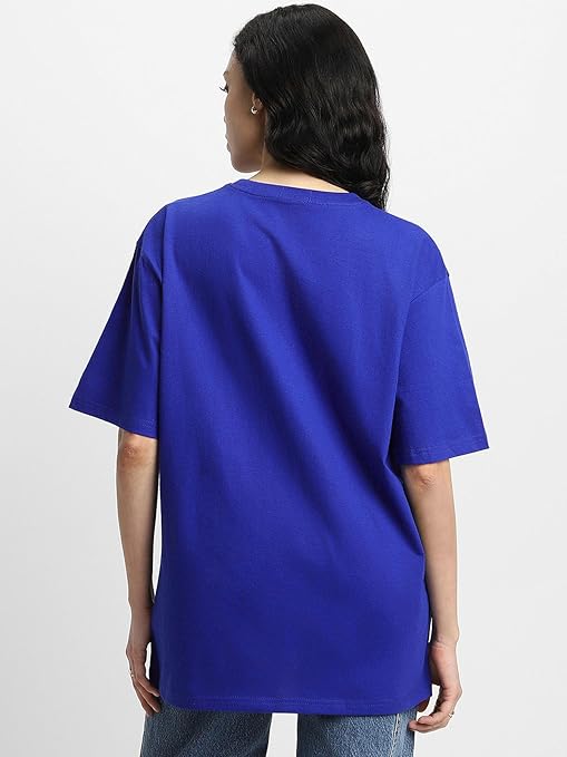 Pure Cotton Women Half Sleeve Royal Blue T-Shirt - Image 3
