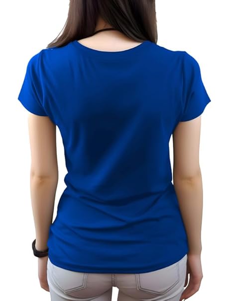 Women Plain Regular fit Royal Blue T-Shirt - Image 2