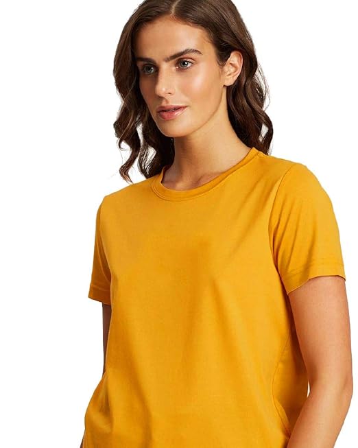 Plain Cotton Women Mustard T-Shirts - Image 3