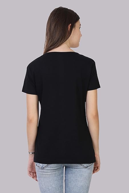Women Plain Cotton Black T-Shirt - Image 2